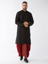 Vastramay Men's Black And Maroon Silk Blend Kurta And Dhoti Set